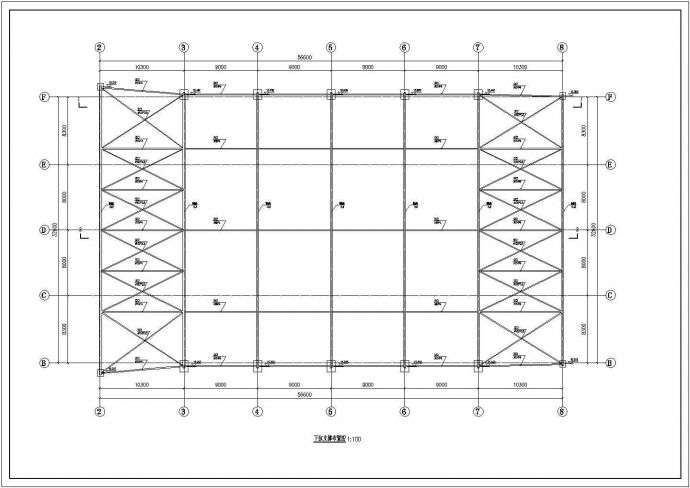 某中学体育馆屋盖桁架结构设计图纸_图1