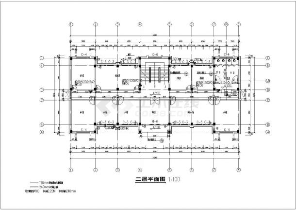 某三层简约式办公楼建筑全套施工设计cad图纸（含设计说明）-图二