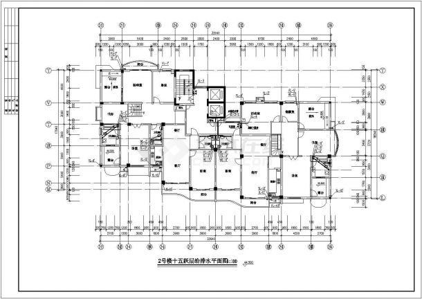 某城市十六层塔式住宅给排水施工图-图二