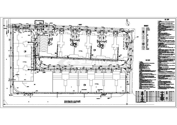 某地某小区给排水总平面设计施工图纸-图一