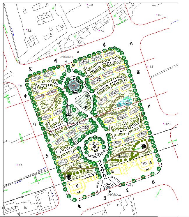某地金山小区园林景观设计规划平面图_图1