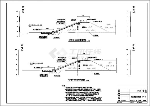 【江苏】防洪堤工程全套施工图纸（共28张图）-图一