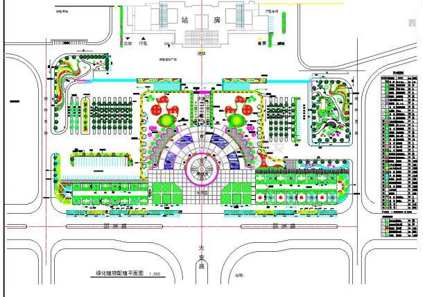 某地车站广场景观设计绿化平面图纸-图一