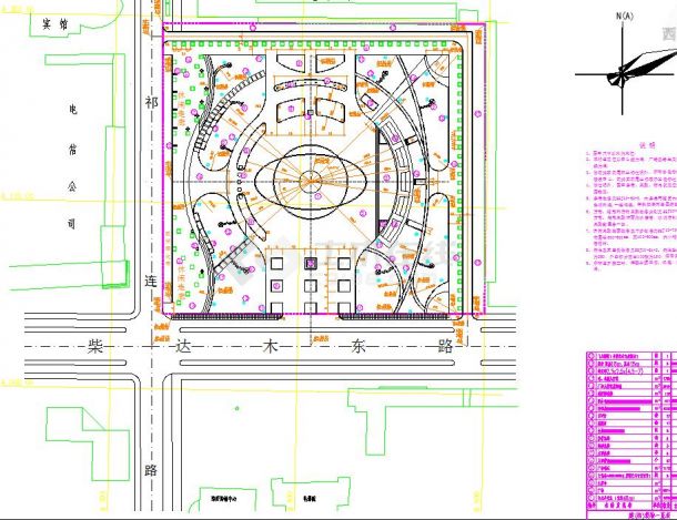 某地小型文化广场园林景观设计规划图-图一