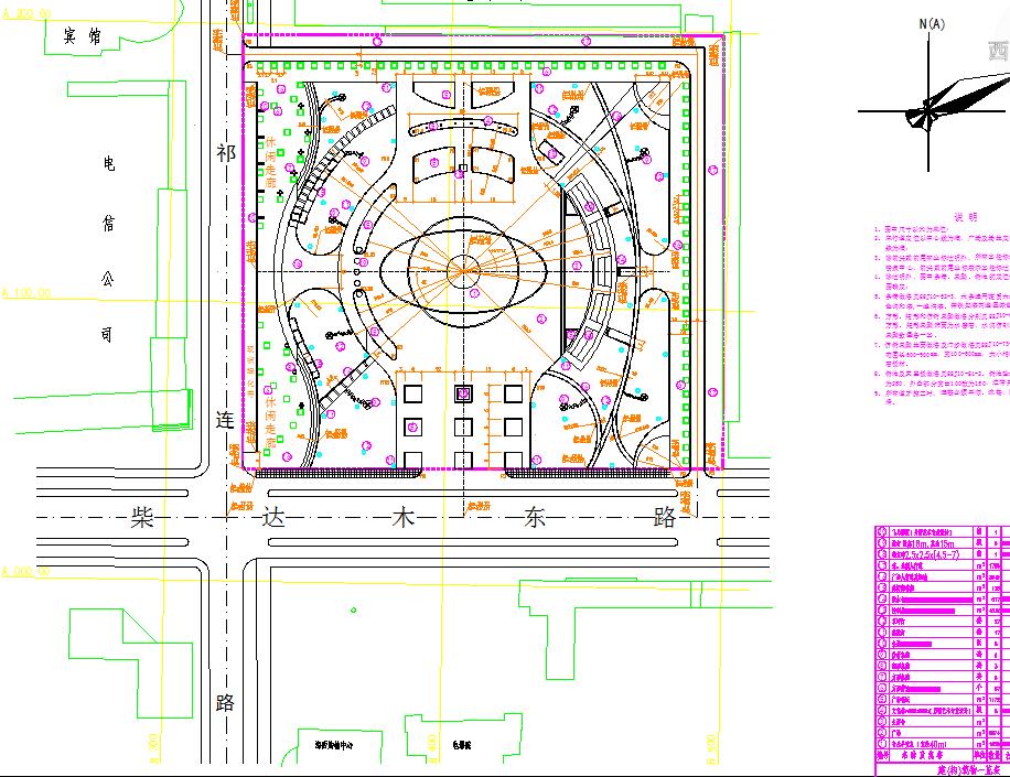 某地小型文化广场园林景观设计规划图