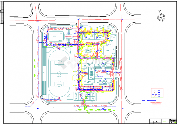 某市职教中心道路给排水工程设计图-图一