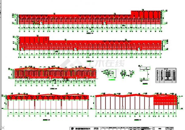 某地一多跨钢结构建筑屋盖设计施工图-图一