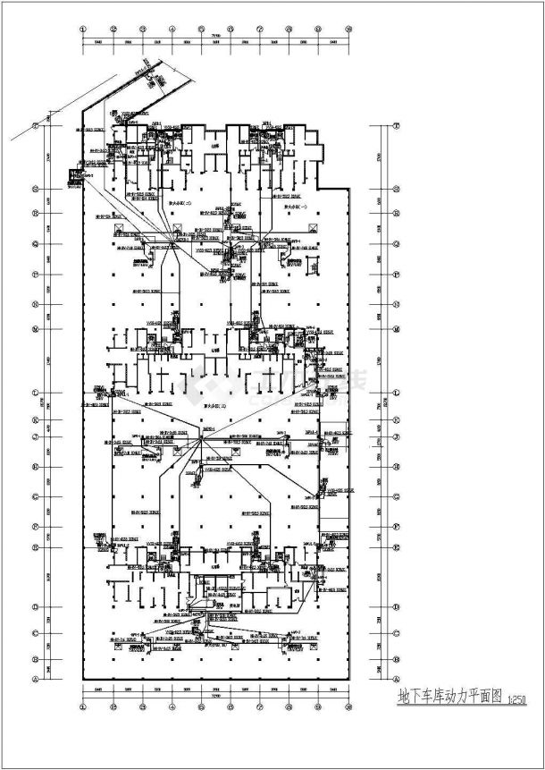 某1425㎡地下一层车库电气设计图（二级负荷）-图二