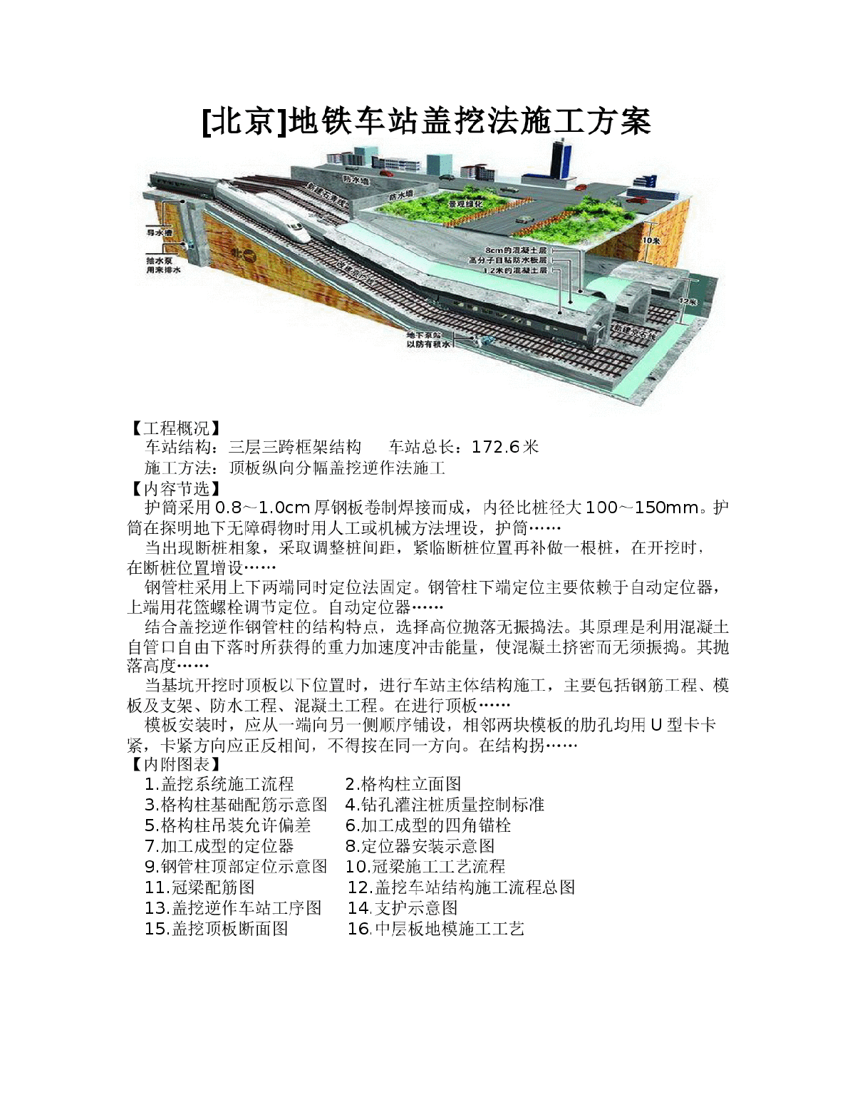 【北京】地铁车站盖挖法施工方案-图一