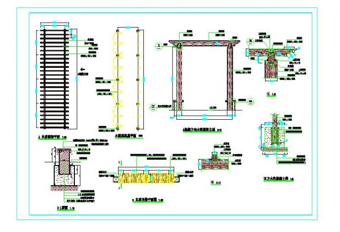 长方形木质廊架（双柱）CAD施工图_图1