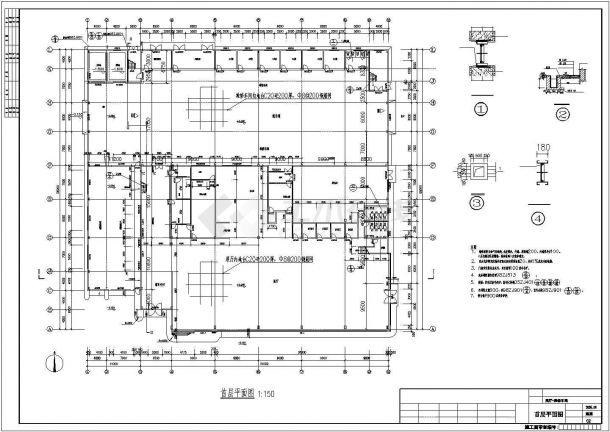 东莞某地上三层汽车展厅和维修车间建筑结构图-图二