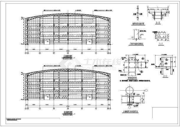 某大型工业厂房钢结构建筑设计施工图-图一