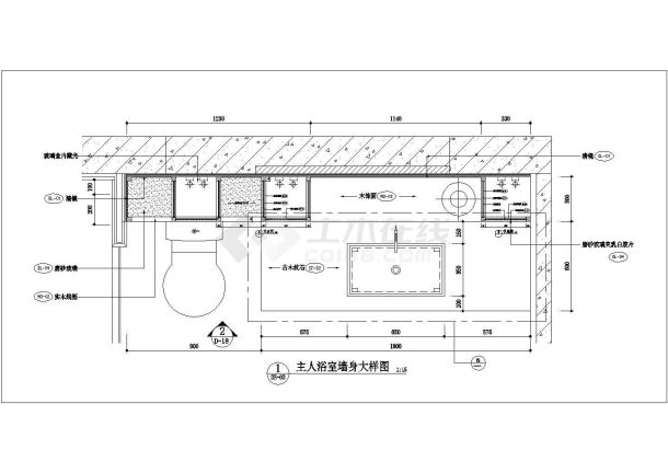 主浴室洗手台装修设计节点详图（共3张）-图二