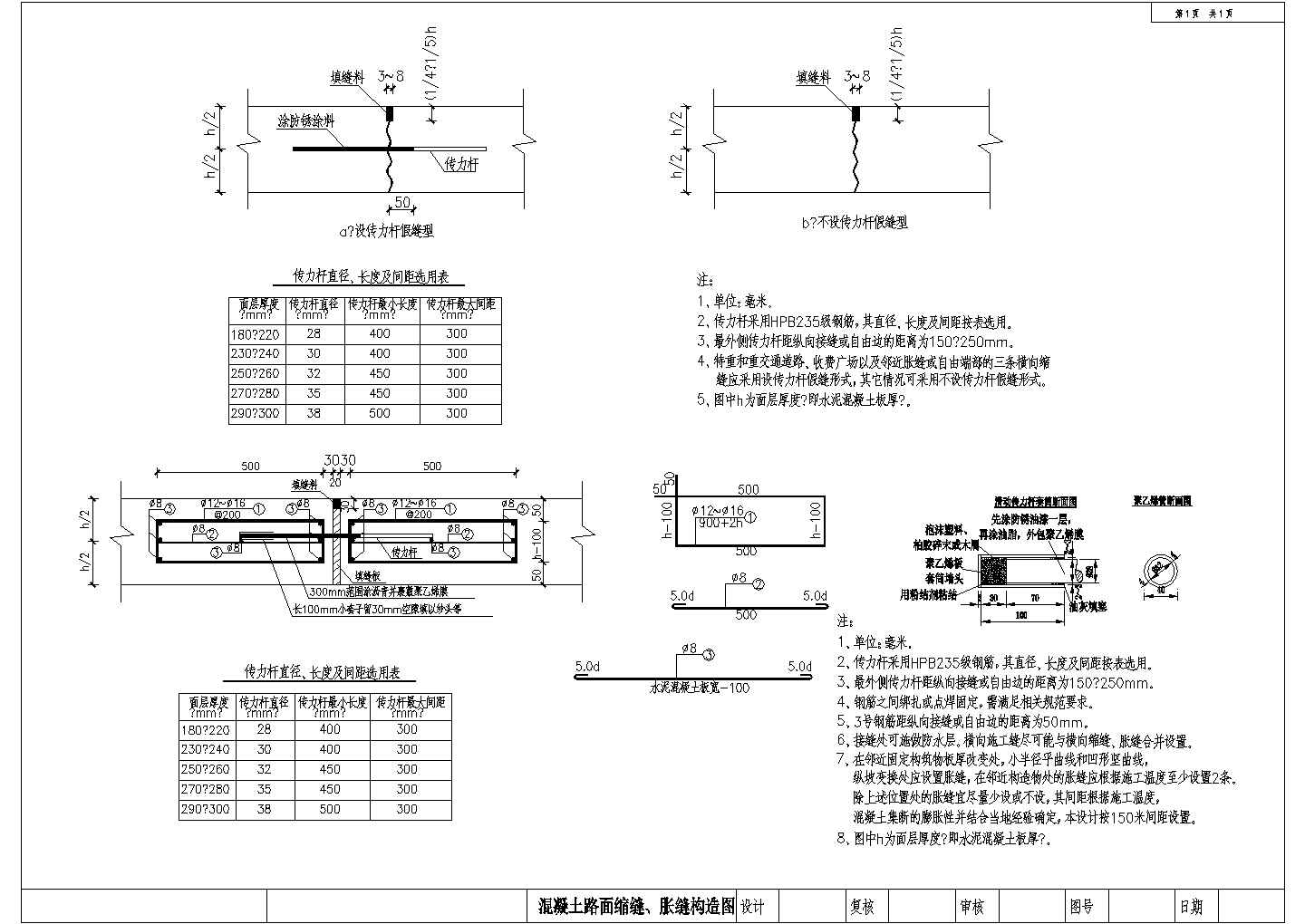 某地公路混凝土路面结构设计施工图