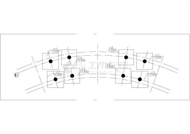 河北某单层框架结构中学大门结构设计图（条形基础,独立基础）-图一