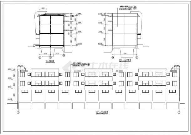三层砌体结构办公楼结构施工图（含建施、电气给排水）-图一
