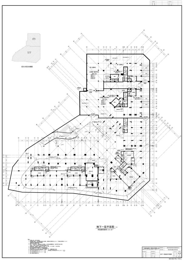 粤长辉龙岗德沁苑商住楼总面图地下室一层平面图(分割缝现场实际)CAD图.dwg-图二