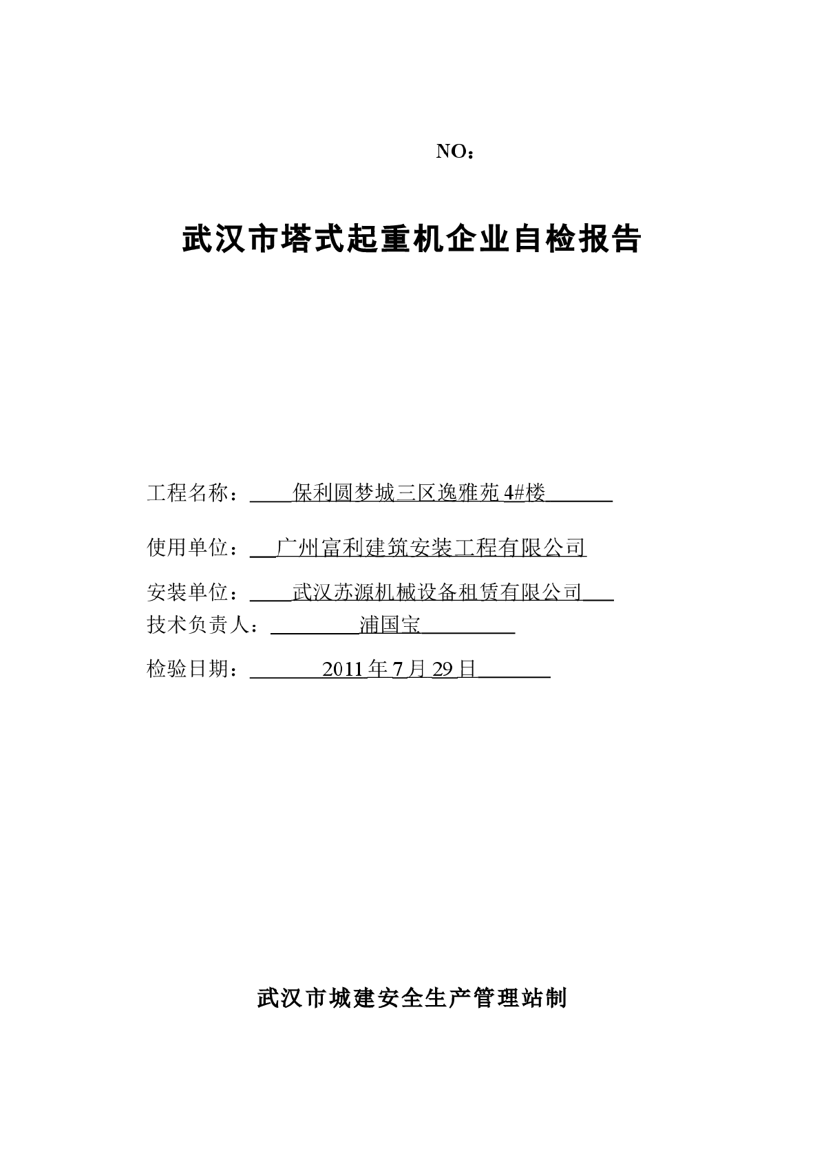 【武汉】塔式起重机企业自检报告-图一