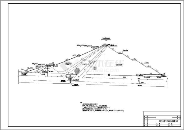 某地区下坝址面板坝横断面水利设计图-图一