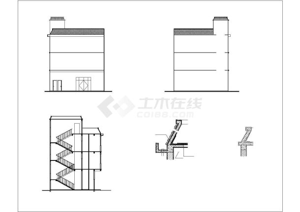 【广西】某镇城北社区村部办公楼建筑施工图cad图纸下载-图一