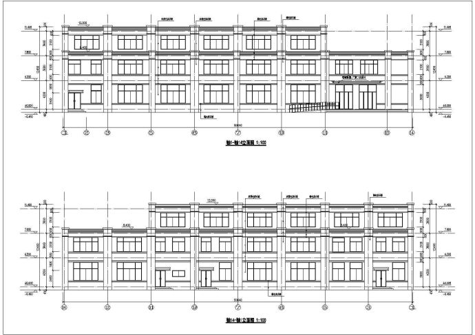 现代住宅小区三层公共建筑施工图（含效果图）_图1