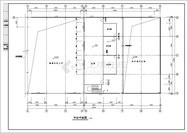 钢结构4S汽车销售大厅建筑结构设计图-图一