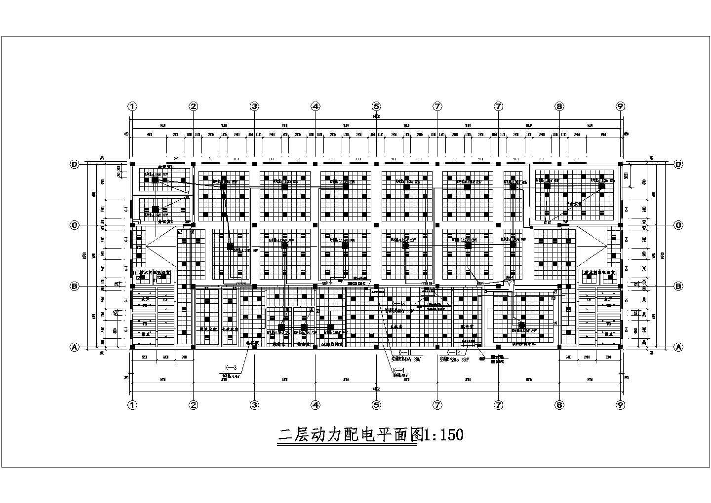 [吉林]某三层大型制造业生产楼强电施工图纸（三级负荷）