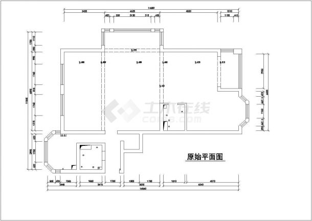 某市中心两室家居装饰整套施工图纸-图一