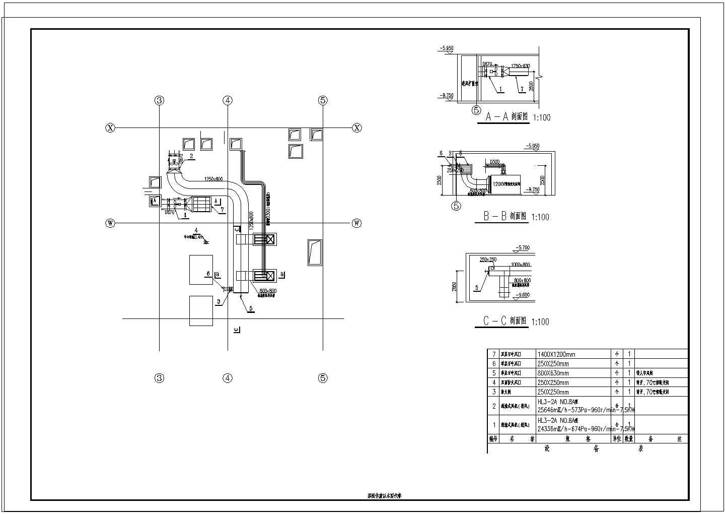 [河北]5850㎡二层地下车库人防通风排烟系统设计施工图