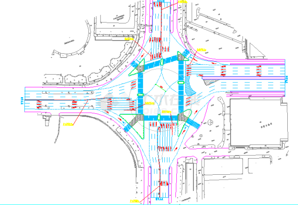 某商业街大型路口交通设计施工图纸-图一