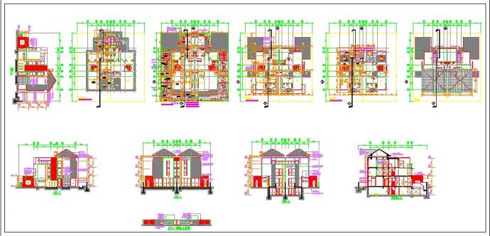 双拼豪华三层带地下室别墅建筑设计图_图1
