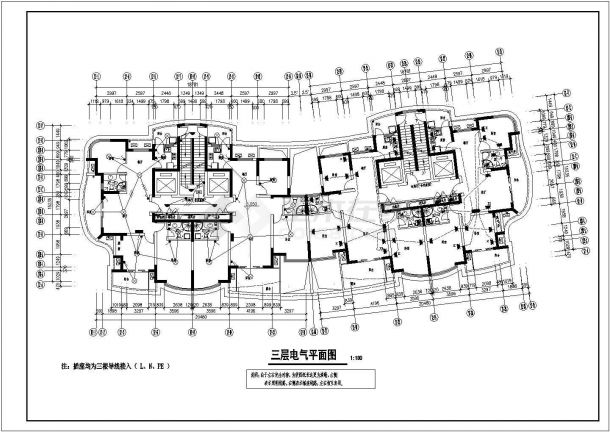 青岛市27层商住楼强电施工CAD布置图-图一