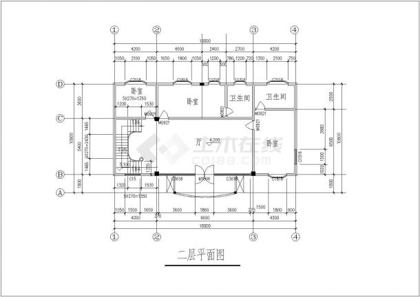 多层长18.00米 宽10.80米农村自建房别墅建筑设计图-图二