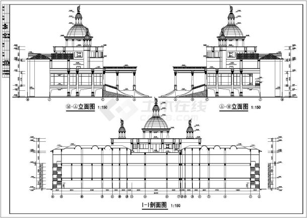 某四层现场售楼中心建筑设计图纸（全套）-图一