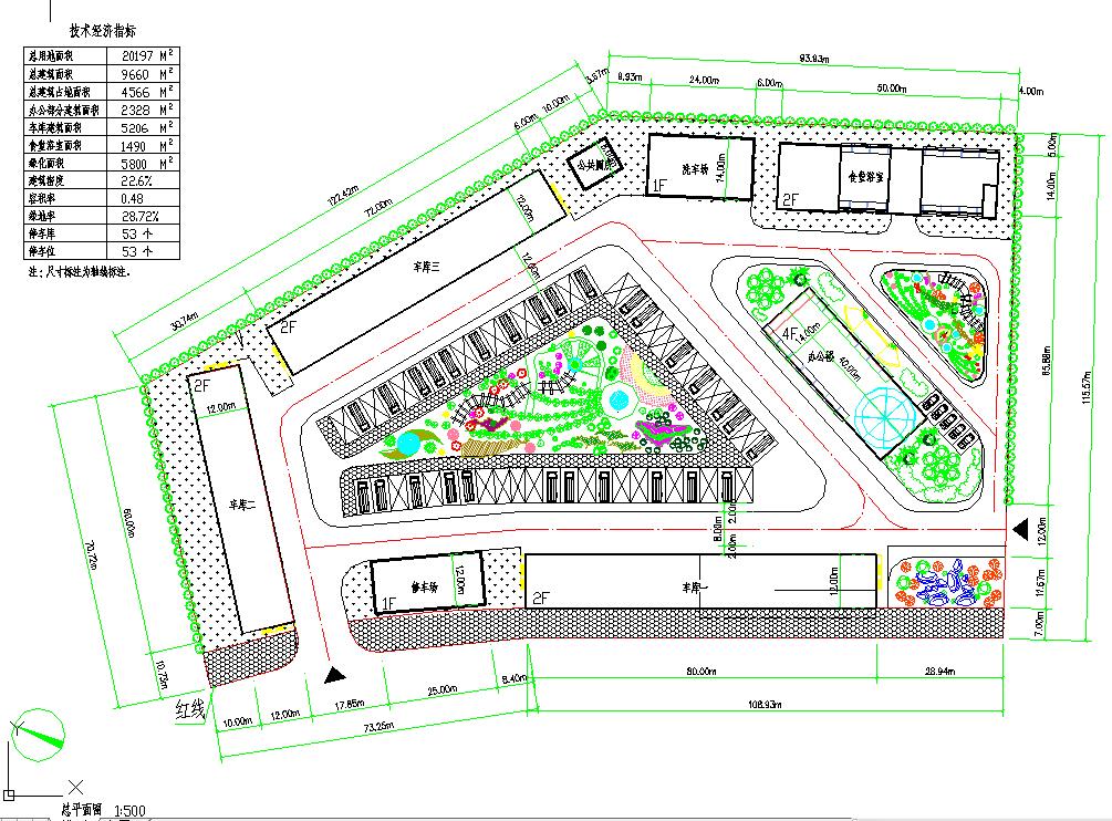 某地区小型停车场建筑设计图纸（含指标）