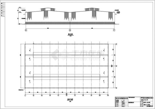 【江西省】单层厂房建筑施工图（屋面平面图）-图一