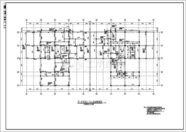 某十五层带一层地下室框架高层商住楼结构图纸-图二
