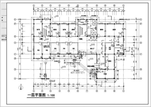 某1289㎡三层框架结构医院建筑施工图（高11米）-图二