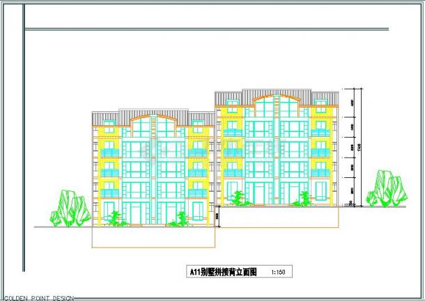 某四层坡屋顶拼接别墅建筑设计施工图-图二