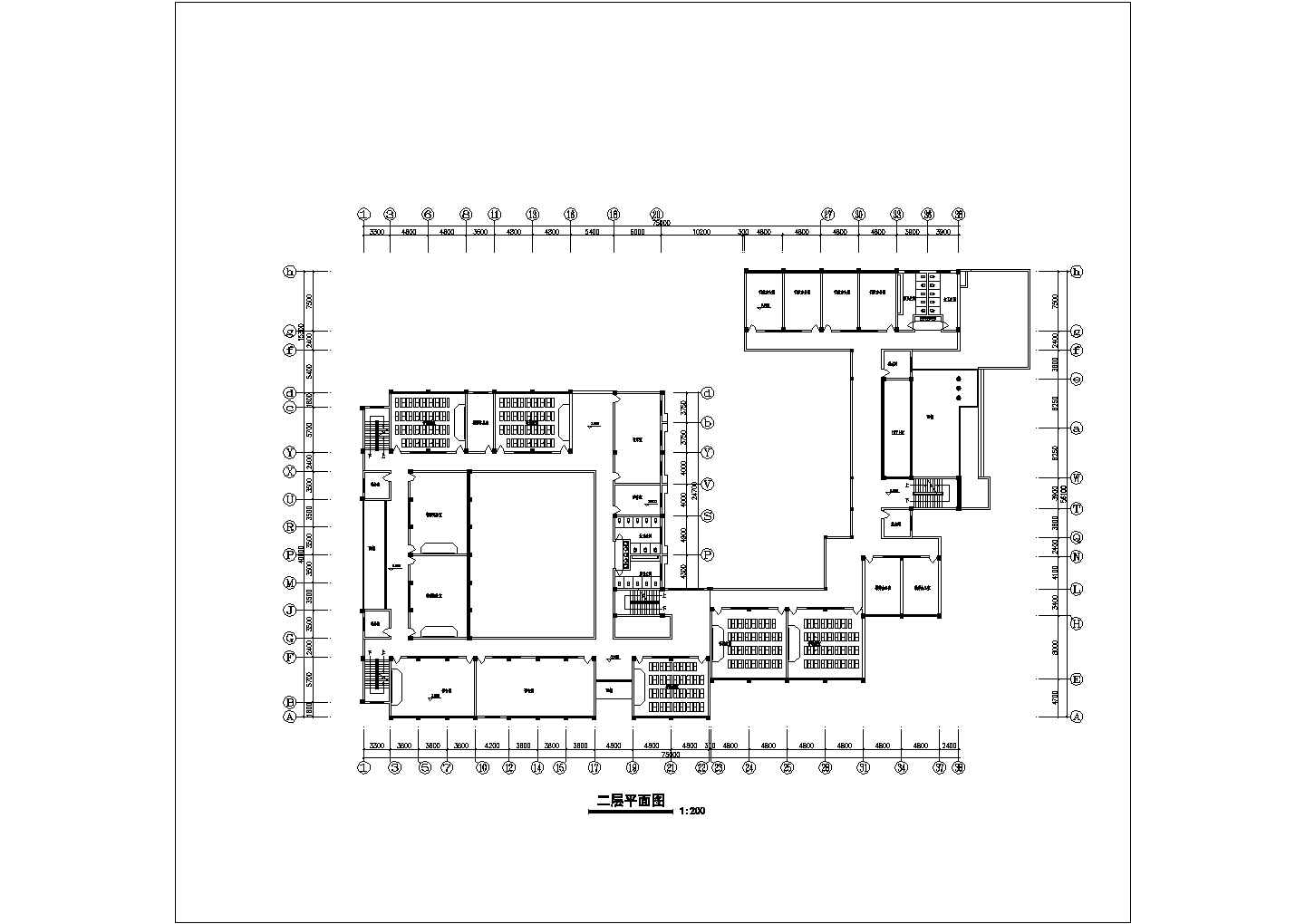 某中学五层框架结构教学实验楼建筑方案图纸（高24米）