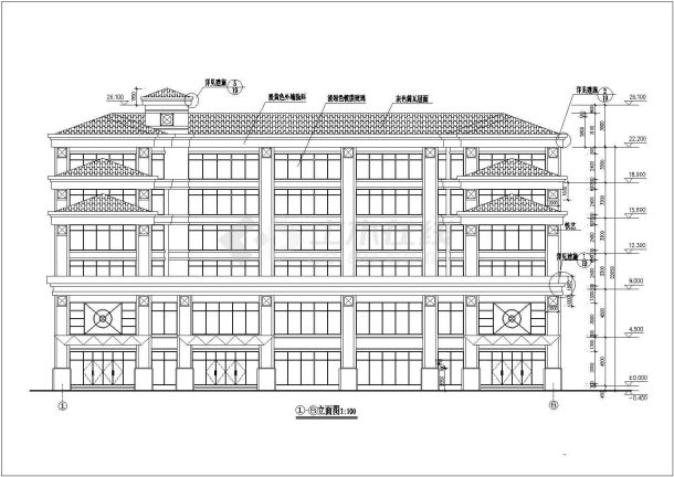 某六层框架结构酒店旅馆建筑设计施工图-图二