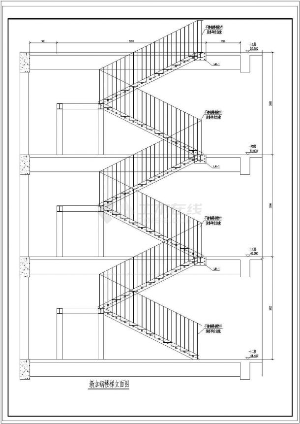 某地室内新加钢结构楼梯改造结构施工图-图一