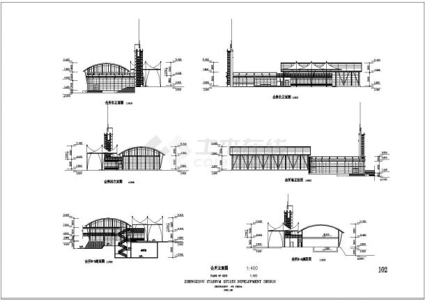 某二层框架结构会所建筑方案图（建筑11米高）-图二