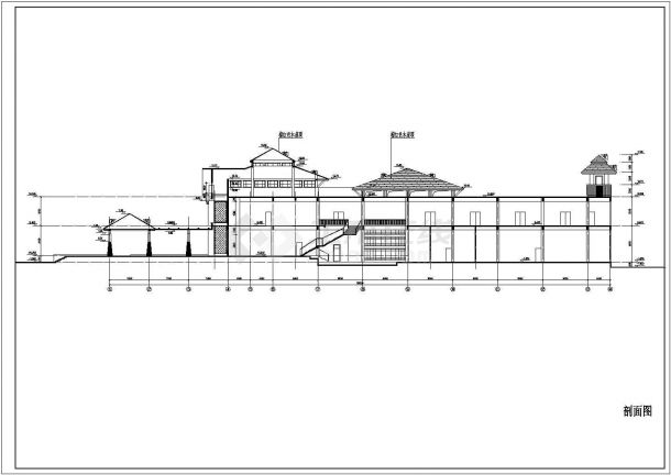 宝安某三层框架结构高尔夫球会所建筑方案图（高19米）-图一