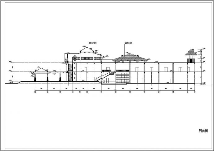 宝安某三层框架结构高尔夫球会所建筑方案图（高19米）_图1