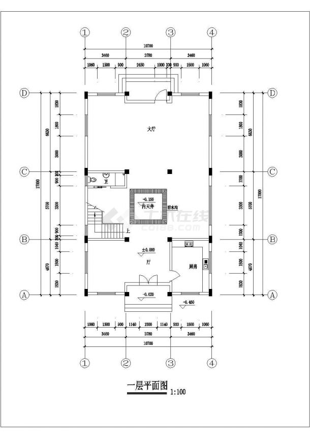 某三层砖混结构徽派建筑设计方案图（高12米）-图一