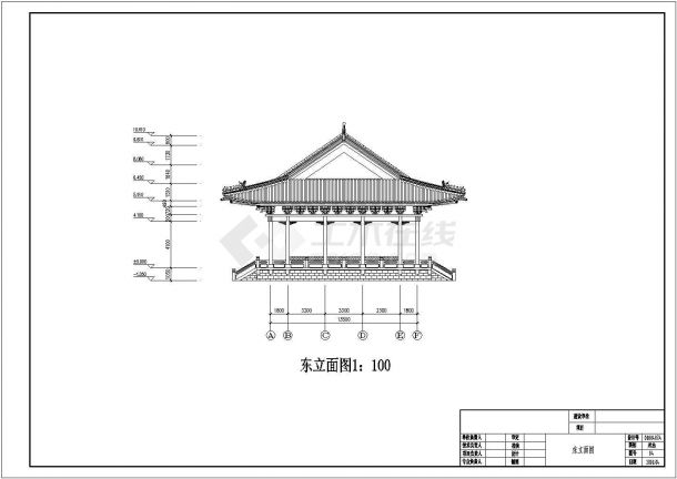 [陕西]某单层砖木结构道观建筑施工图（高11米，坡面瓦屋顶）-图一