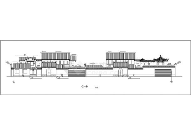 某两层砖木结构古建筑群居建筑设计方案图（高4米）-图一