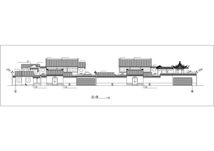 某两层砖木结构古建筑群居建筑设计方案图（高4米）_图1