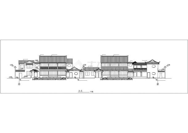 某两层砖木结构古建筑群居建筑设计方案图（高4米）-图二